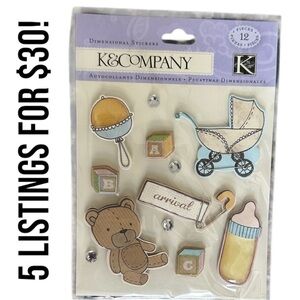 New K&Company Vintage Baby Embell Stickers & Embellishments